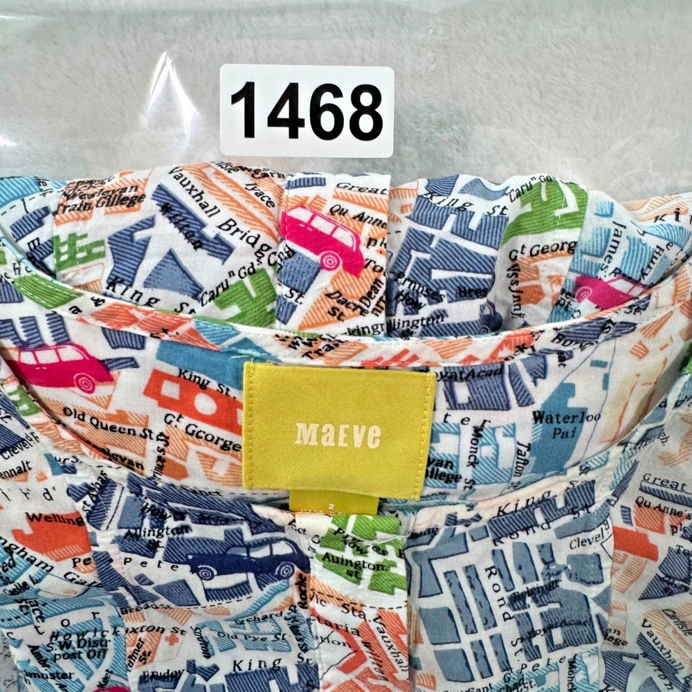 MAEVE Anthropologie Cartography London‎ Map Print Blouse Size 2 Shirt Top - Picture 16 of 16